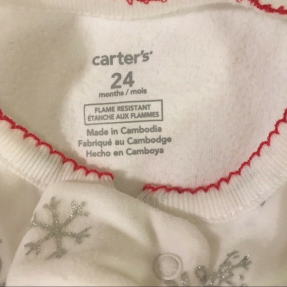 Carters Snowflake Sleeper Size 24M Footed Pajamas - Picture 5 of 5